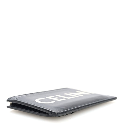 Celine Smooth Lambskin Zip Logo Card Holder Black White 4 of 6