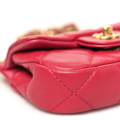 Chanel Calfskin Quilted Lady Handle Flap Card Holder With Chain Dark Pink 10 of 12