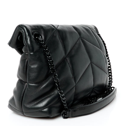 Saint Laurent Lambskin Quilted Monogram Monochrome Small Loulou Puffer Chain Satchel Black 3 of 11