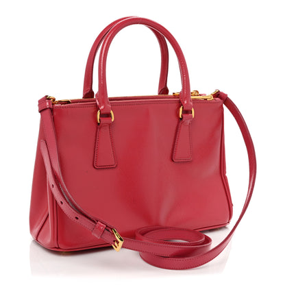 Prada Saffiano Vernice Small Galleria Double Zip Tote Peonia 3 of 26