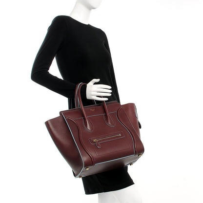 Celine Palmelato Mini Luggage Burgundy Azur Blue 2 of 7