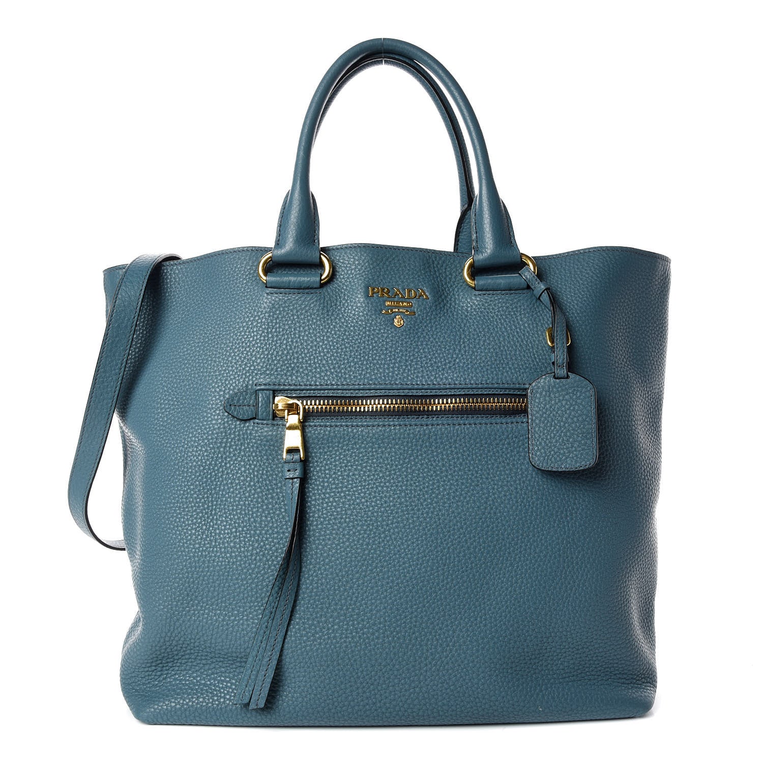Prada Vitello Daino Shopping Tote Marine 1 of 12