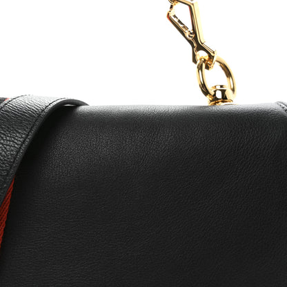 Gucci Roxy Calfskin Web Medium Studded Blondie Shoulder Flap Bag Black 7 of 9