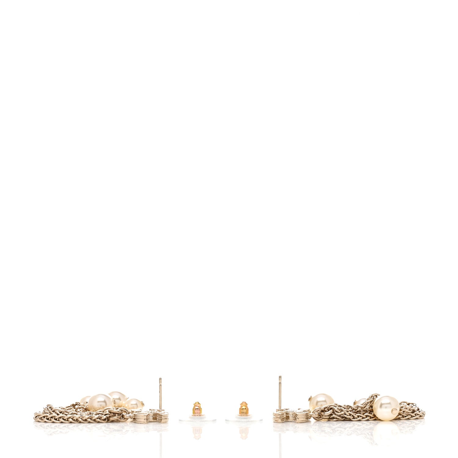 Chanel Pearl Chain CC Dangle Earrings Gold 3 of 4