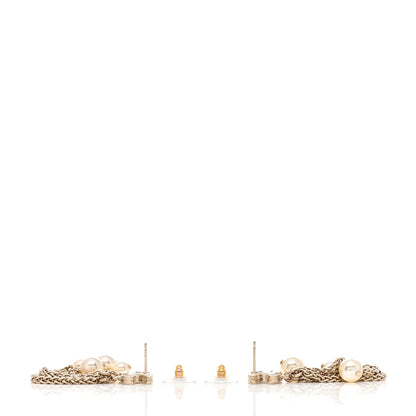 Chanel Pearl Chain CC Dangle Earrings Gold 3 of 4