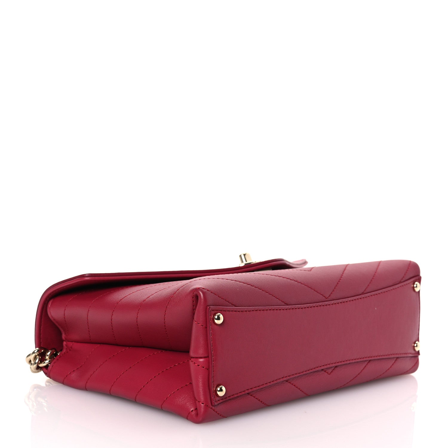 Chanel Calfskin Chevron Stitched Small Coco Flap Bag Red 4 of 15