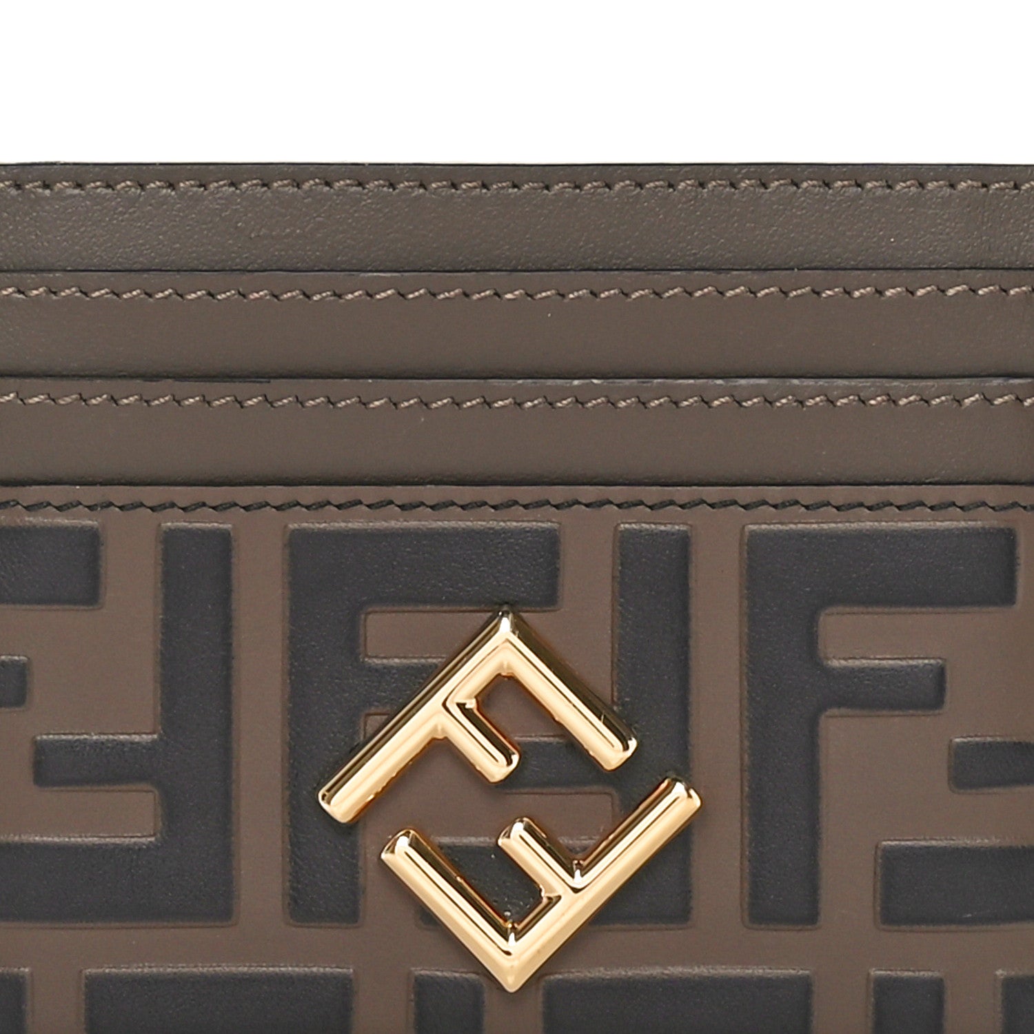 Fendi Vitello Ceylon Bi-Color FF 1974 Embossed FF Diamonds Card Holder Maya Black 4 of 7
