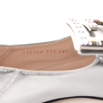 Gucci Metallic Nappa Crystal Square G Madelyn Loafers 37.5 Silver 8 of 11