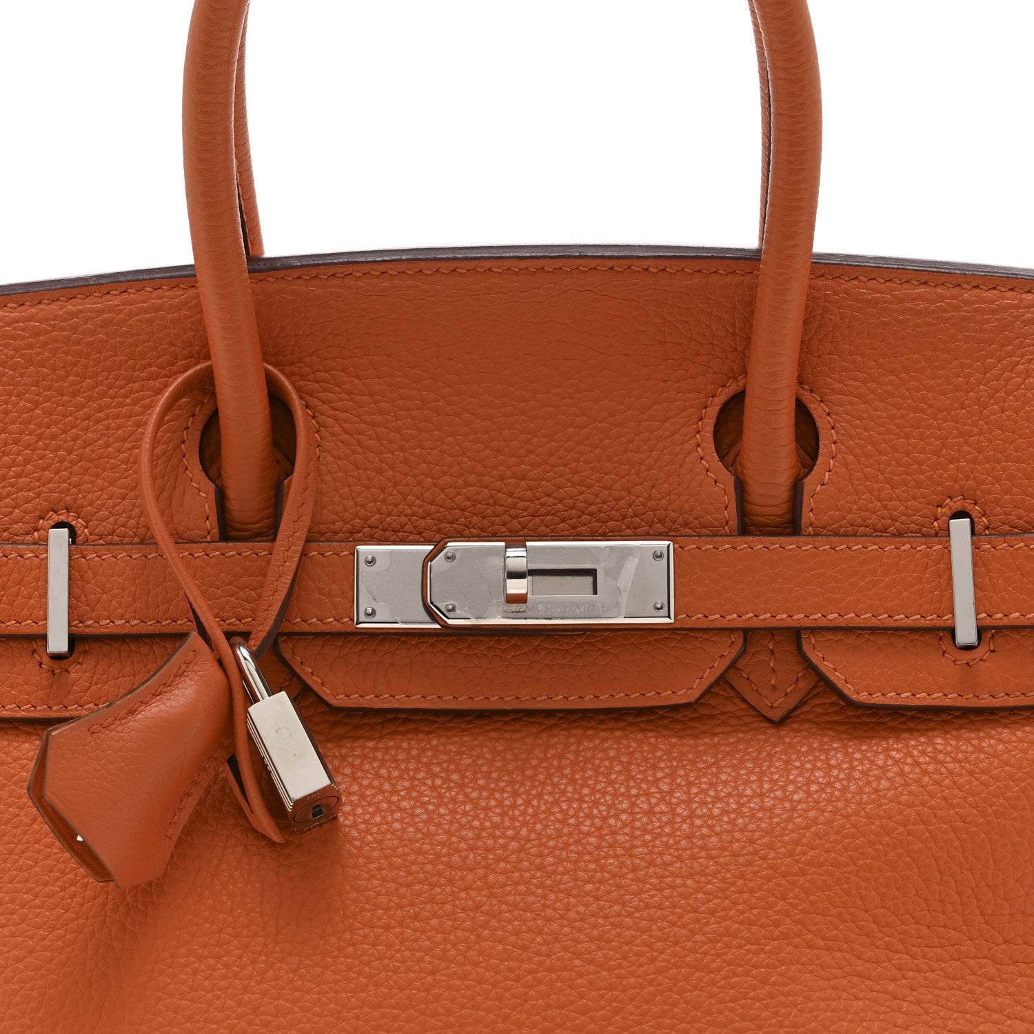 Hermes Taurillon Clemence Birkin 30 Orange 8 of 10