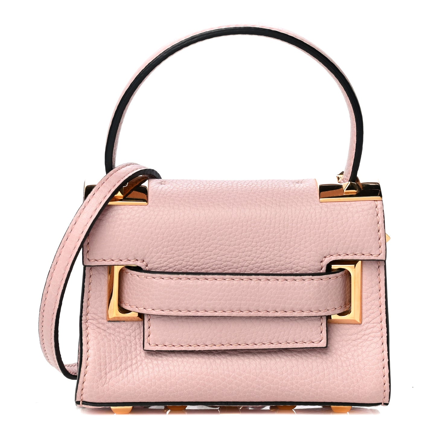 Grained Calfskin Mini My Rockstud Frame Bag Poudre
