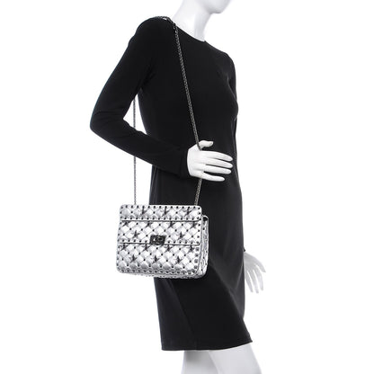 Valentino Garavani Metallic Lambskin Medium Star Rockstud Spike Shoulder Bag Silver 2 of 6