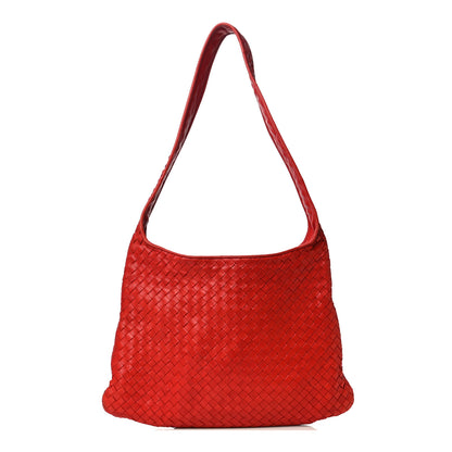 Bottega Veneta Nappa Intrecciato Shoulder Bag Red 1 of 12