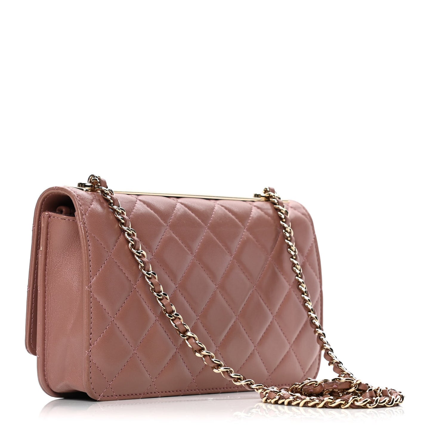 Lambskin Quilted Trendy CC Wallet On Chain WOC Nude