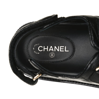 Chanel Grained Calfskin Velcro Dad Sandals 37.5 Black 10 of 12