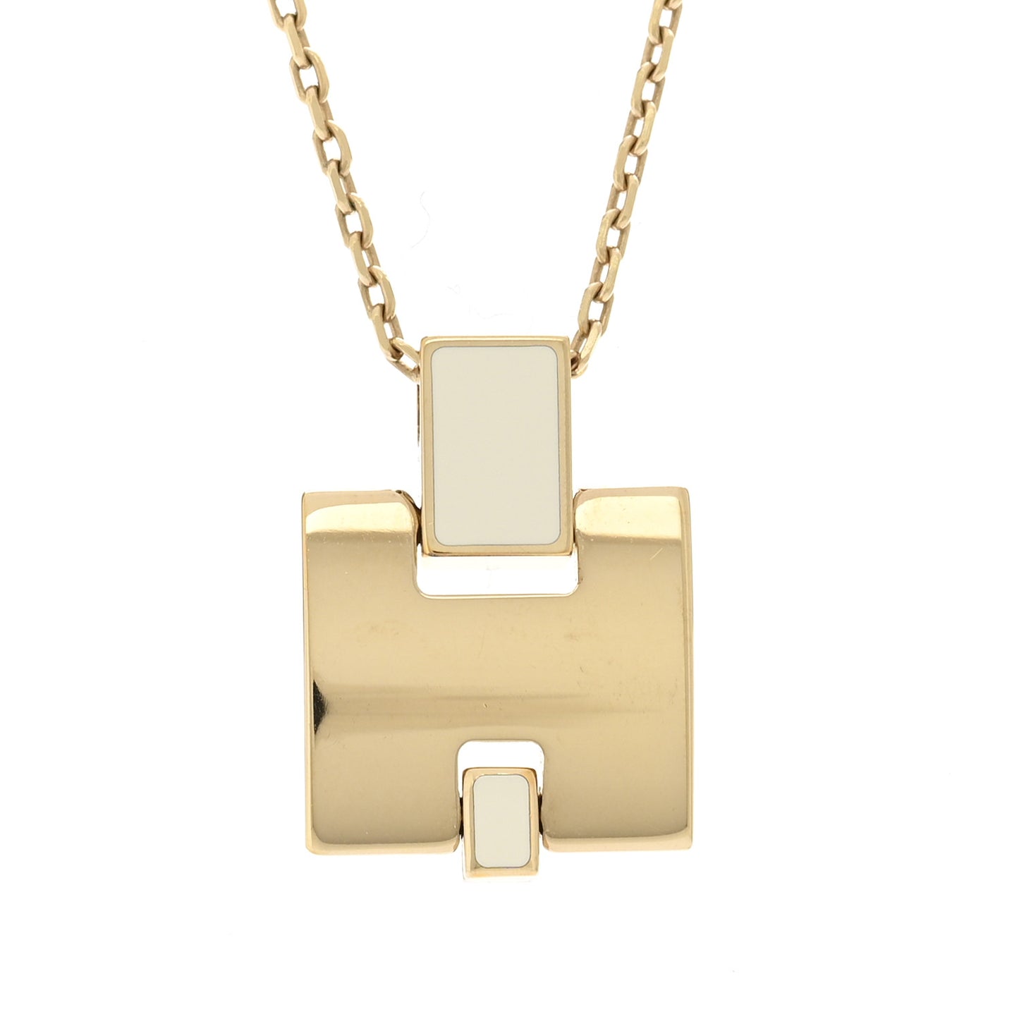 Gold Plated Lacquered Eileen Pendant Necklace White