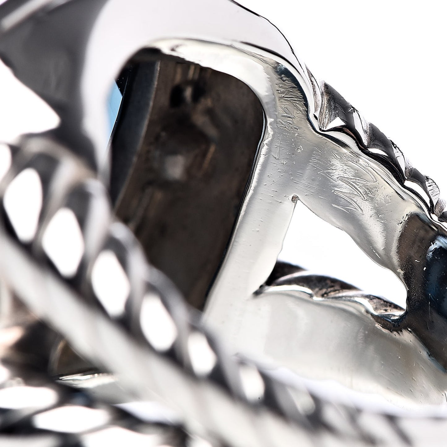 Sterling Silver Diamond Blue Topaz 17mm Albion Ring 56 7.5