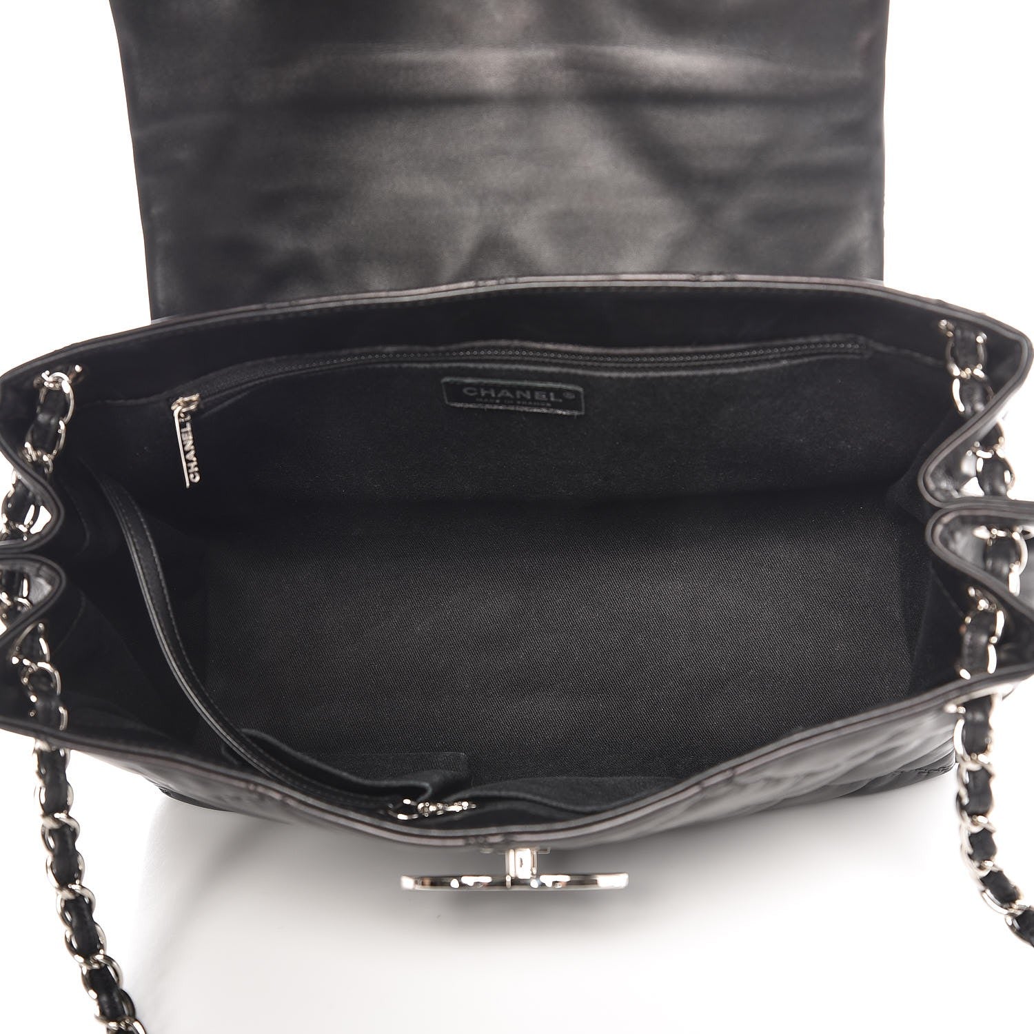 Chanel Calfskin Double Stitch Large Hamptons Flap Bag Black 8 of 11
