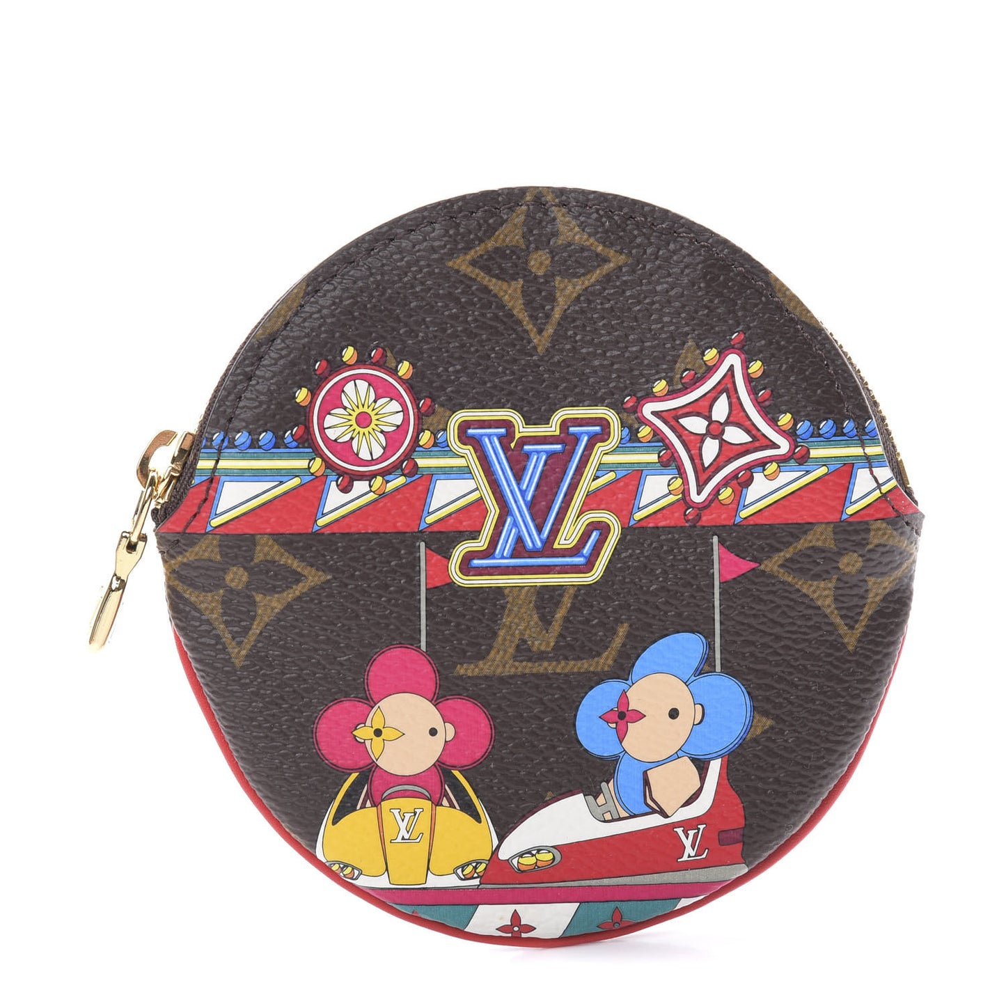 Monogram 2020 Christmas Animation Bumper Cars Round Coin Purse Coquelicot
