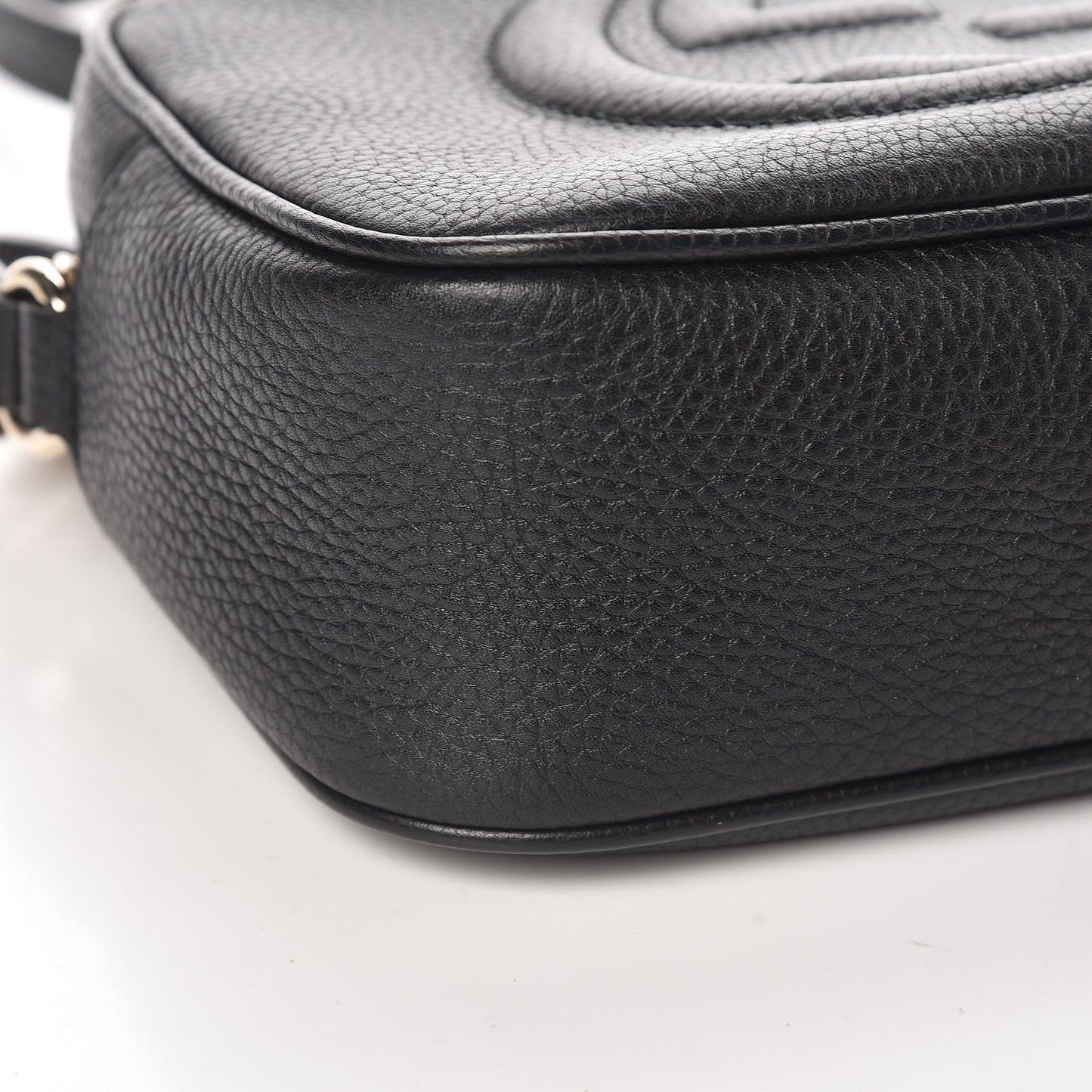 Pebbled Calfskin Small Soho Disco Bag Black