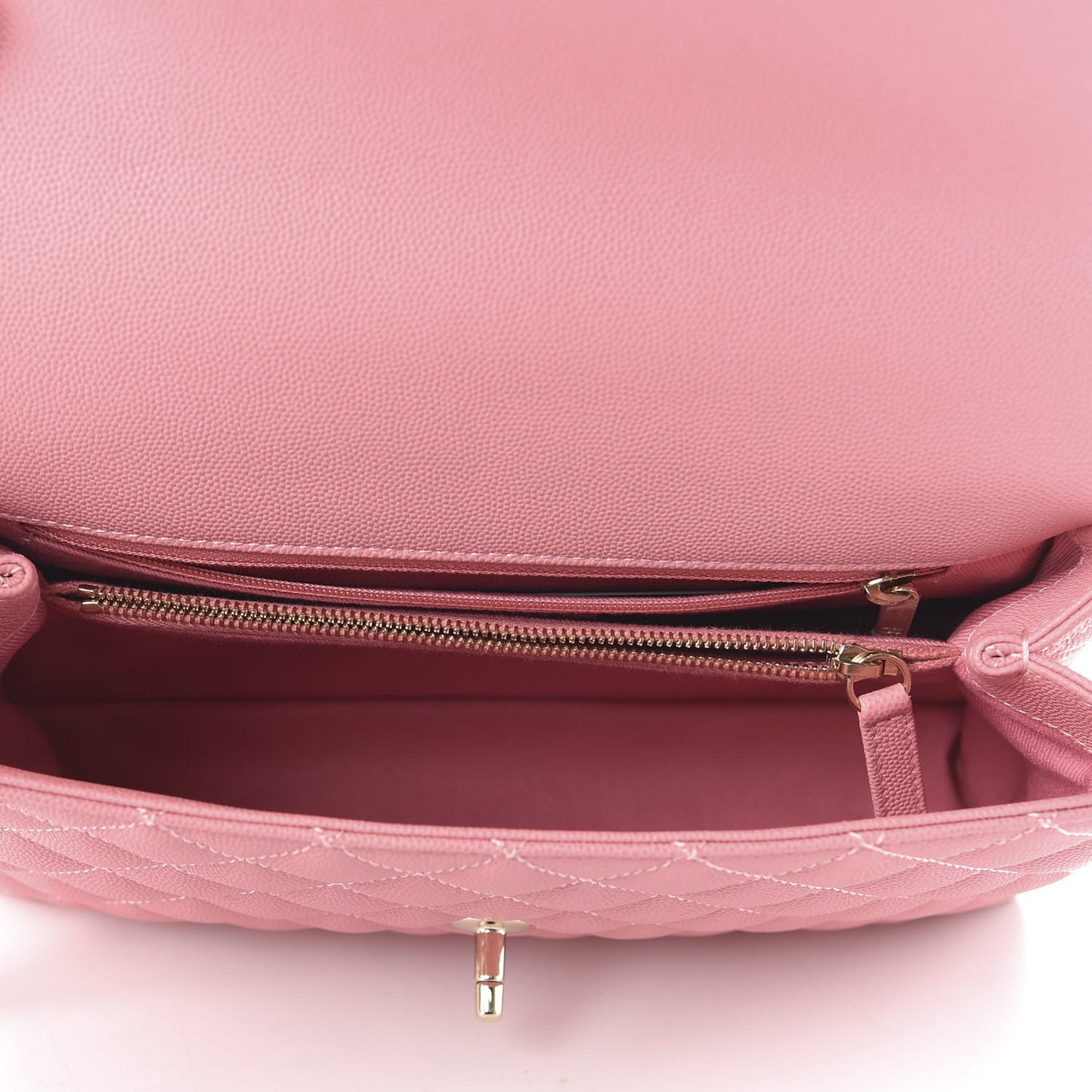Caviar Quilted Small Coco Handle Flap Rose