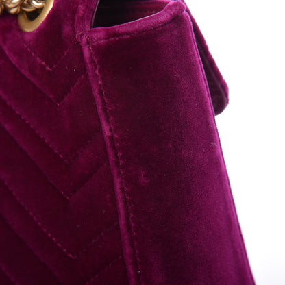 Gucci Velvet Matelasse Medium GG Marmont Shoulder Bag Fuchsia Violet Cyclamen 10 of 11