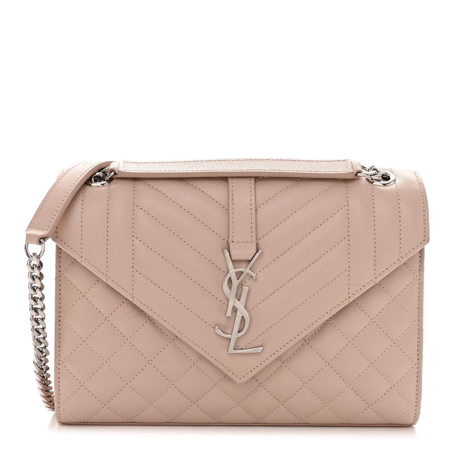 Grain De Poudre Textured Mixed Matelasse Medium Triquilt Monogram Satchel Dark Beige