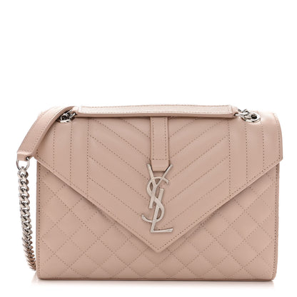 Saint Laurent Grain De Poudre Textured Mixed Matelasse Medium Triquilt Monogram Satchel Dark Beige 1 of 8