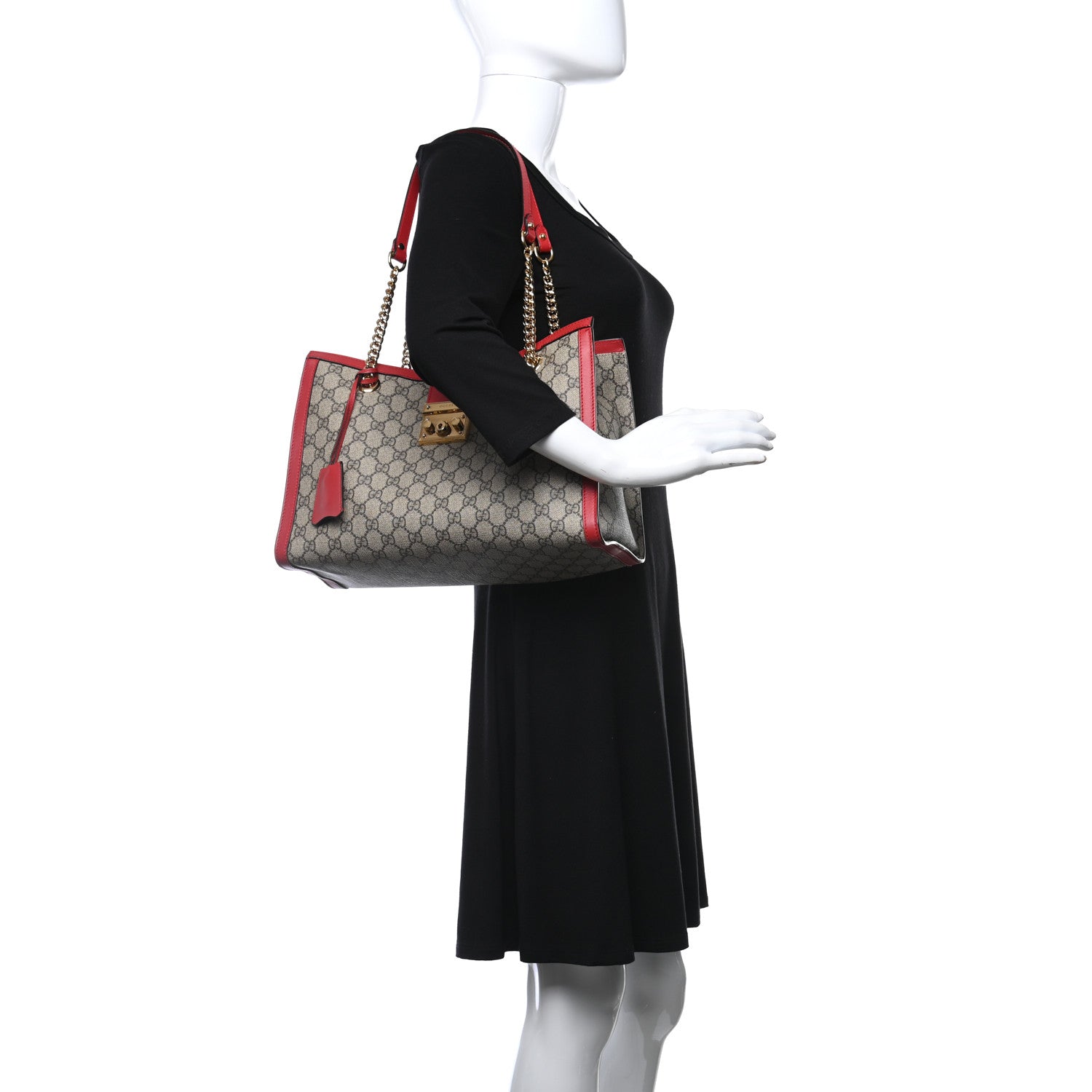 Gucci GG Supreme Monogram Medium Padlock Tote Red 2 of 10