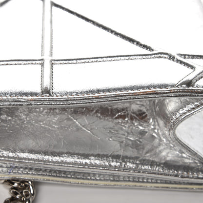 Christian Dior Metallic Crinkled Lambskin Medium Diorama Flap Bag Silver 11 of 17