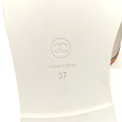 Chanel Calfskin Embroidered CC Sandal Mule 37 White 6 of 8