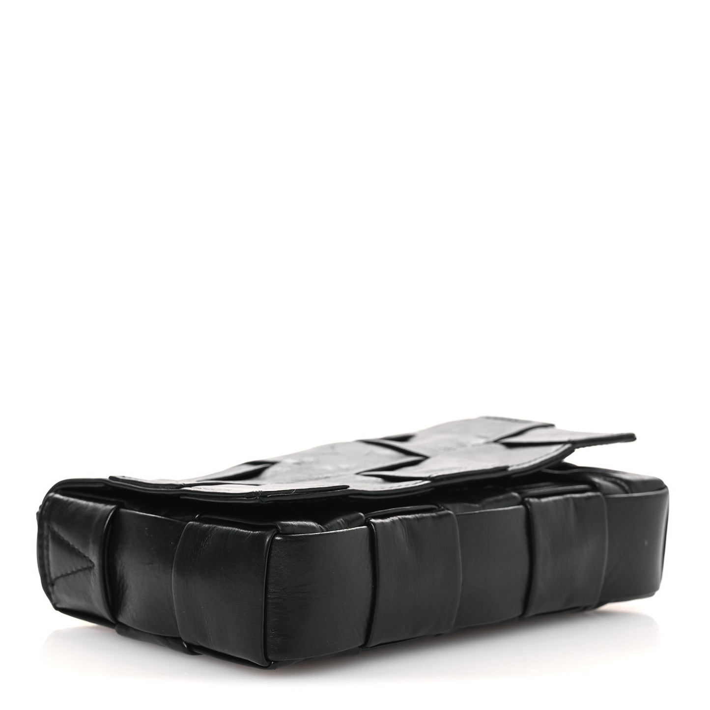 Paper Calfskin Maxi Intrecciato Small Cassette Crossbody Bag Black