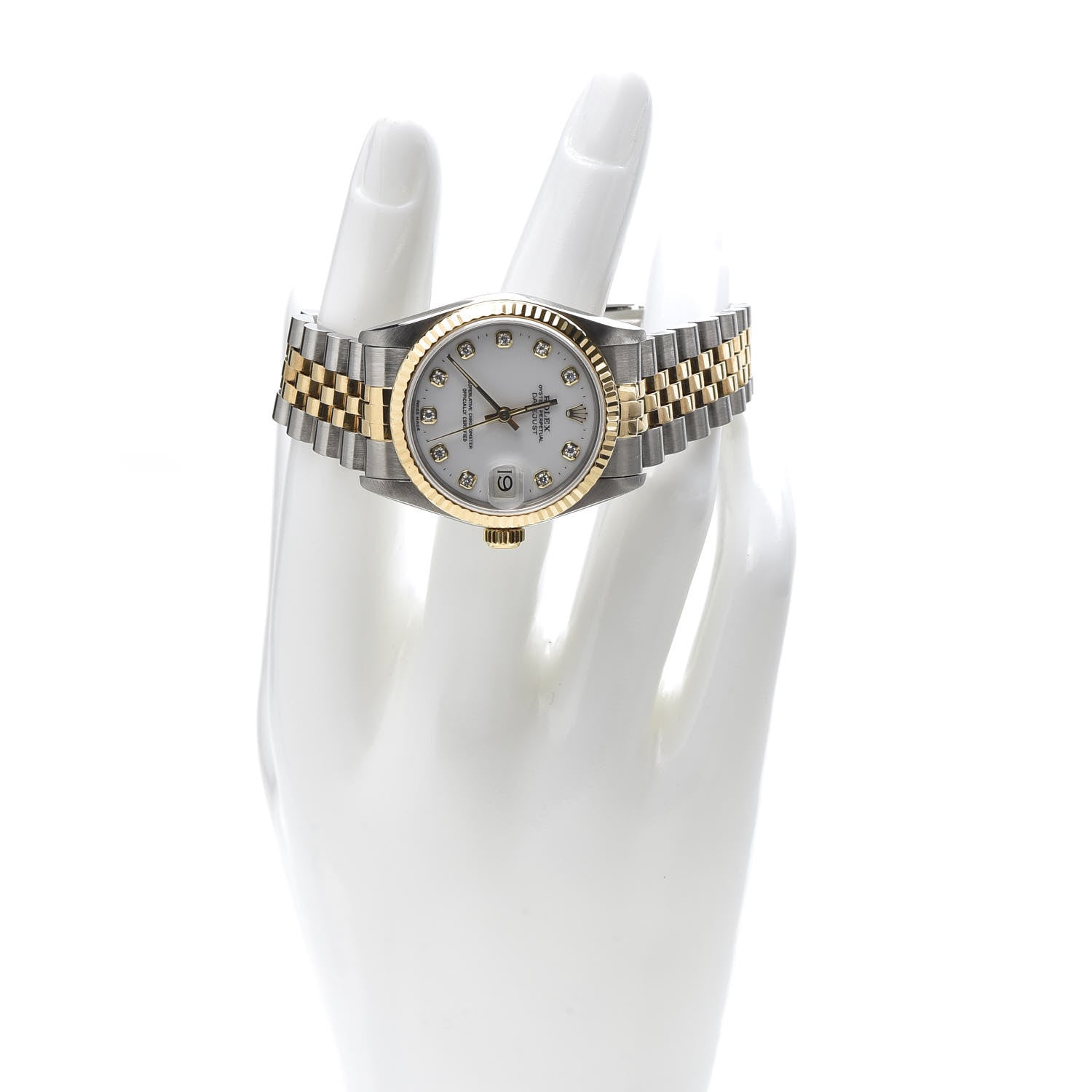 Rolex Stainless Steel 18K Yellow Gold Diamond 31mm Oyster Perpetual Datejust Watch White 68273 2 of 6