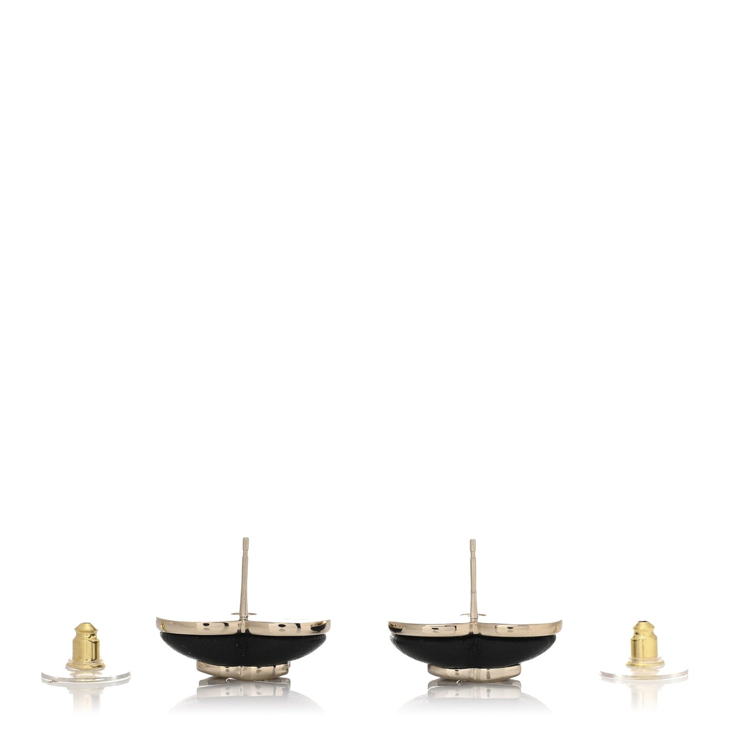 Lambskin CC Heart Earrings Black Gold