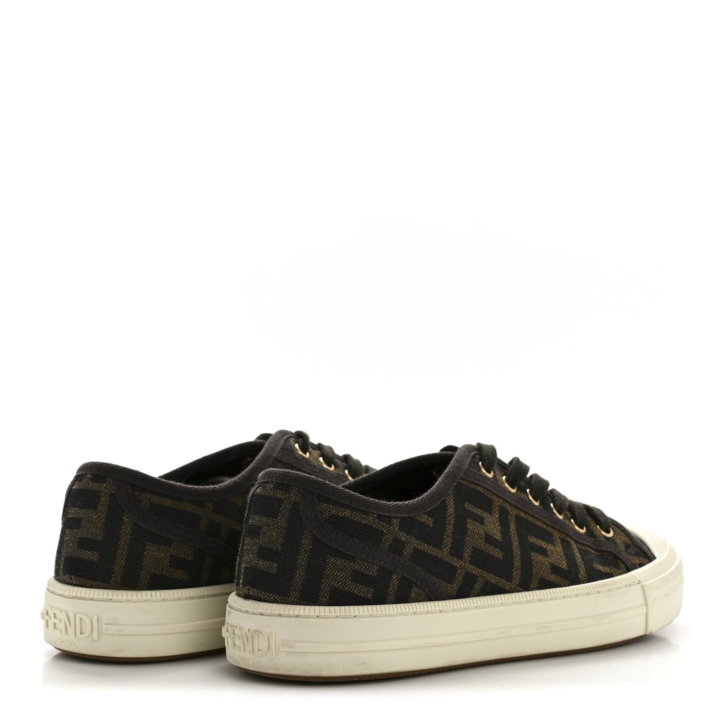 Fabric Jacquard FF Womens Domino Low Top Sneakers 37.5 Tobacco