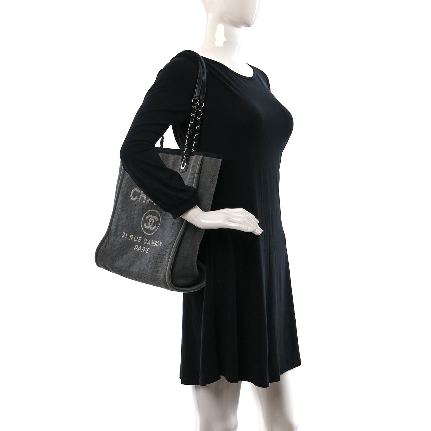 Canvas Mini Deauville Tote Dark Grey