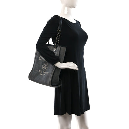 Chanel Canvas Mini Deauville Tote Dark Grey 3 of 11