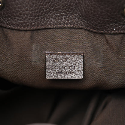Gucci Monogram Dollar Calfskin O Drawstring Backpack Beige Ebony Testa di Moro Dark Chocolate 6 of 10