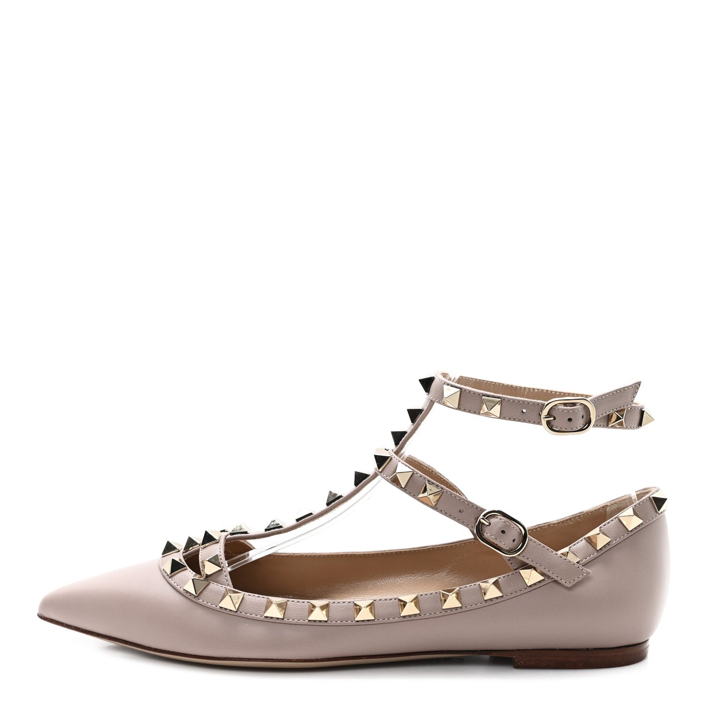 Nappa Rockstud Cage Ballerina Flats 36 Poudre