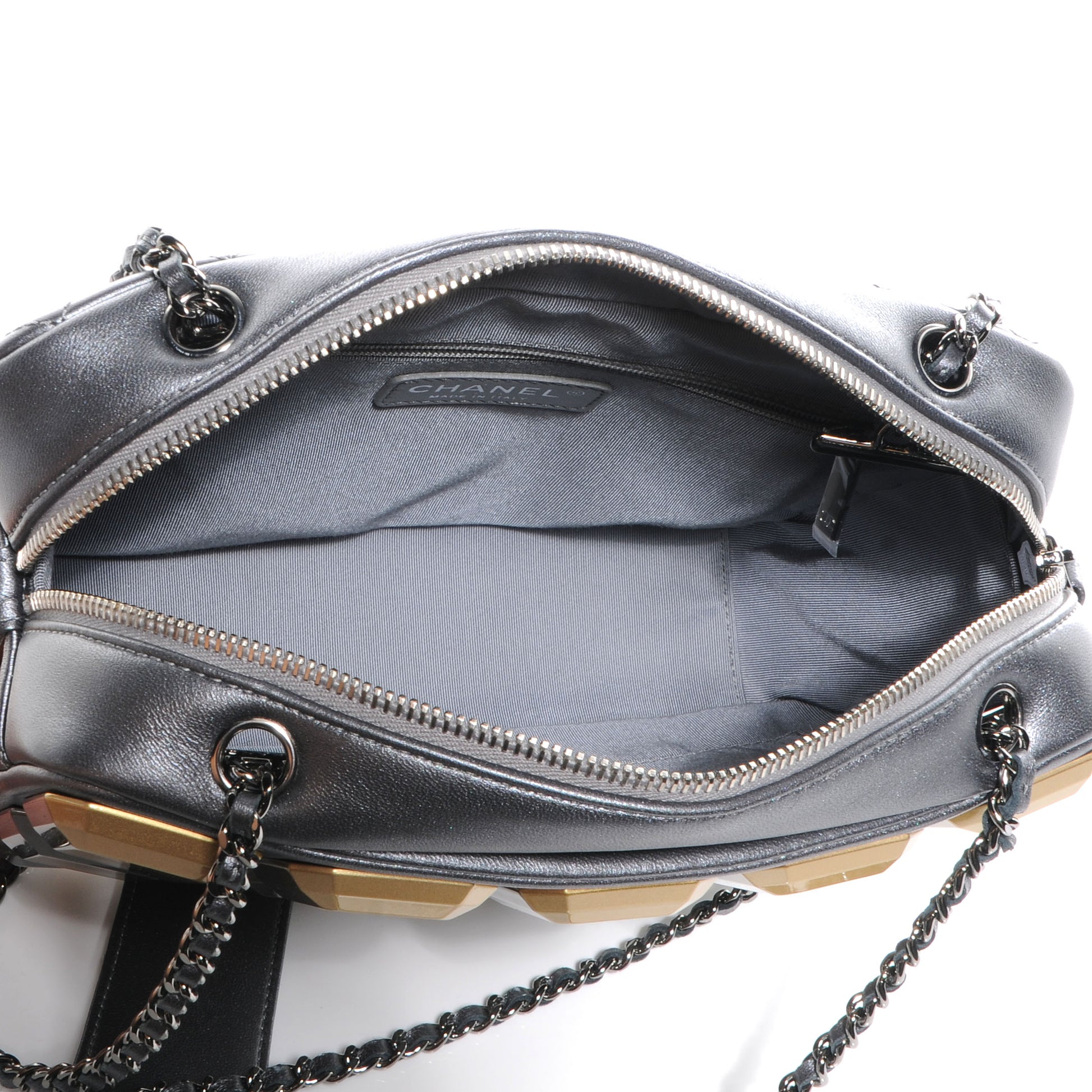 Chanel Metallic Lambskin Plexiglass Evening Art Flap Silver 5 of 7