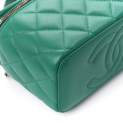 Chanel Lambskin Quilted Small Top Handle Vanity Case With Chain Green 9 of 11