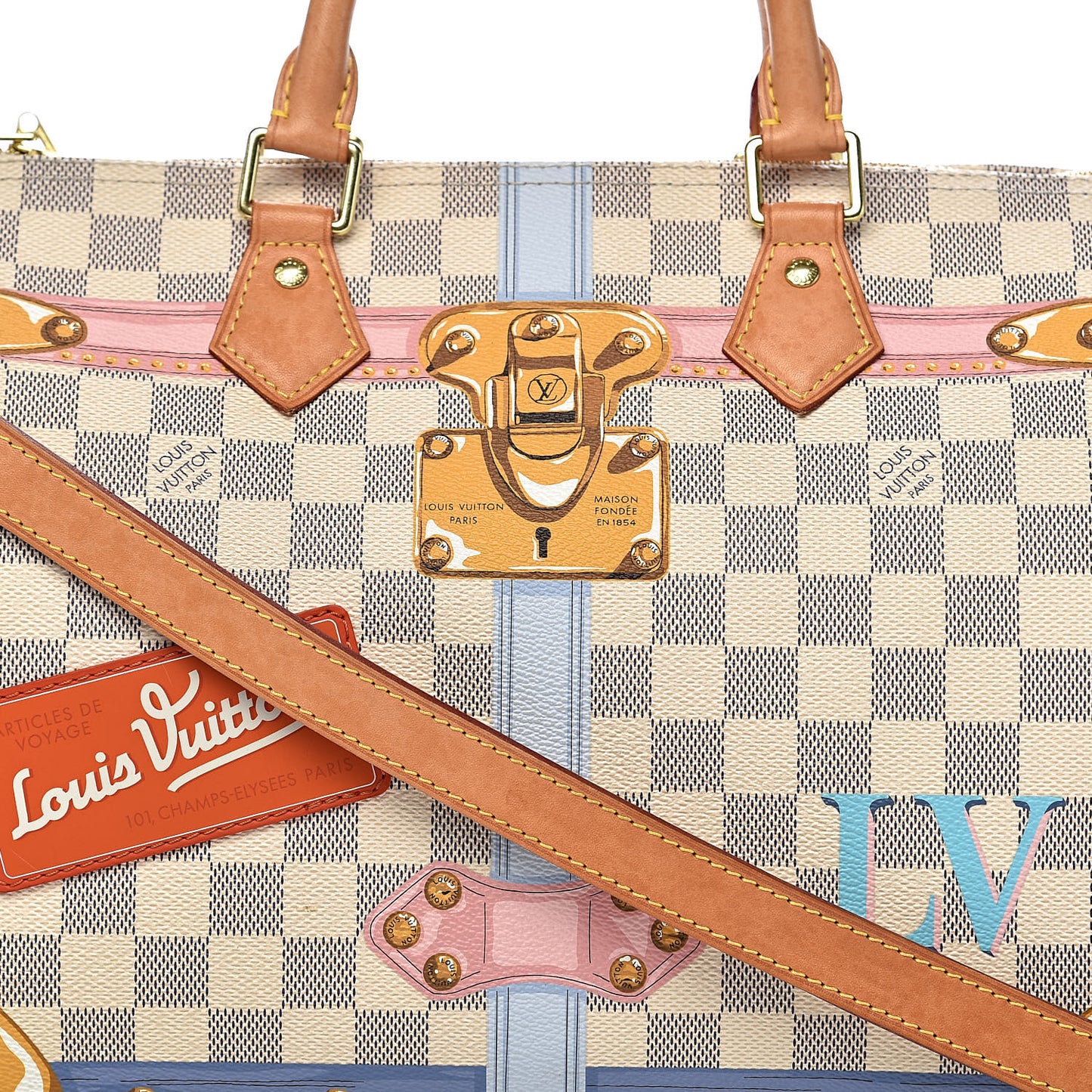 Damier Azur Summer Trunks Speedy Bandouliere 30