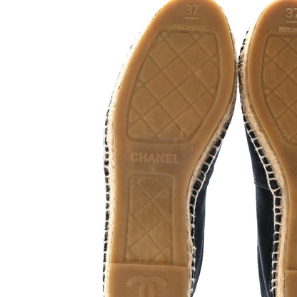 Chanel Velvet CC Espadrilles 37 Dark Navy Black 6 of 14