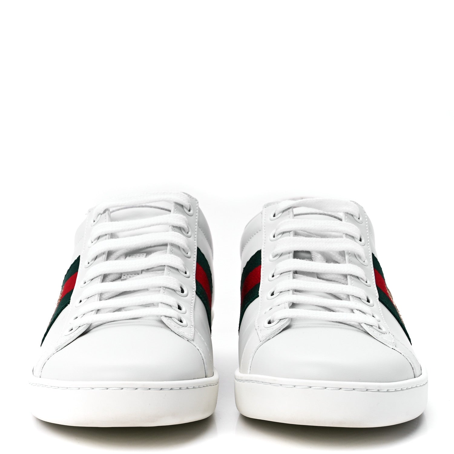 Gucci Calfskin Ayers Bee Embroidered Womens Ace Sneakers 38 White Green 2 of 9