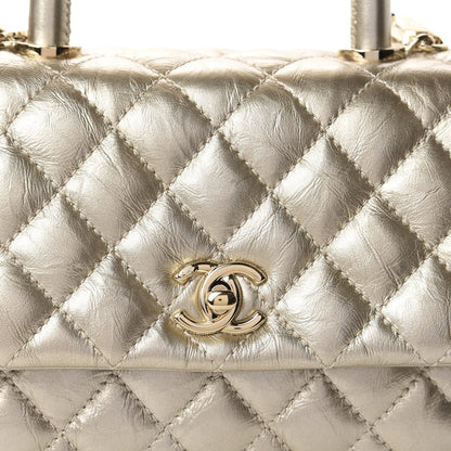 Chanel Metallic Aged Calfskin Quilted Mini Coco Handle Flap Gold 10 of 10