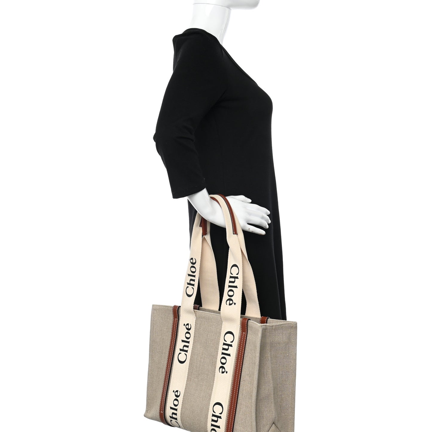 Cotton Calfskin Medium Woody Ribbon Tote White Brown