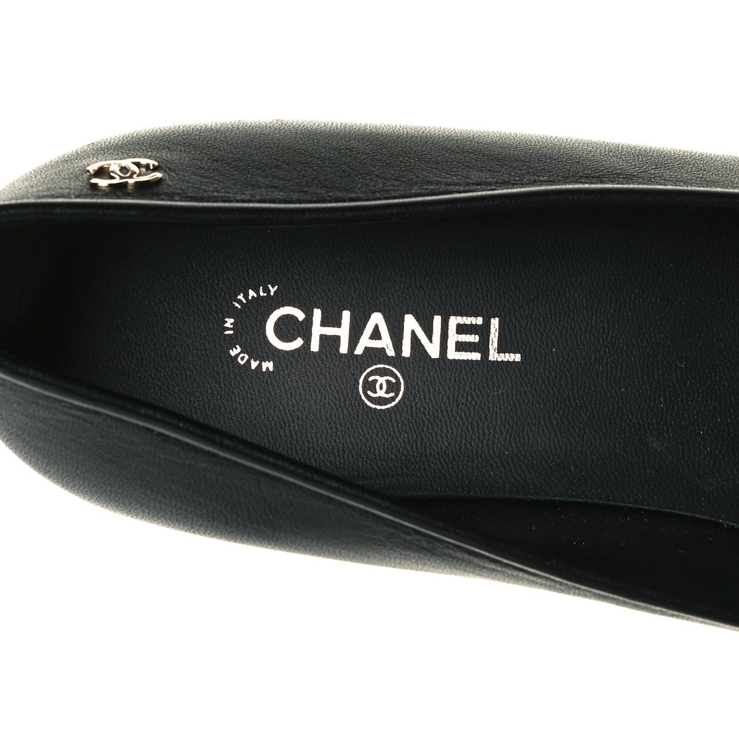 Lambskin Grosgrain Pearl Cap Toe Ballerina Flats 37 Black