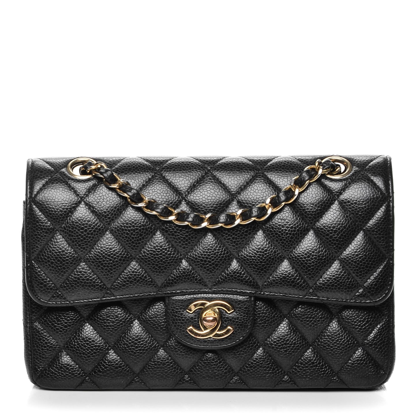 Caviar Quilted Small Double Flap Black