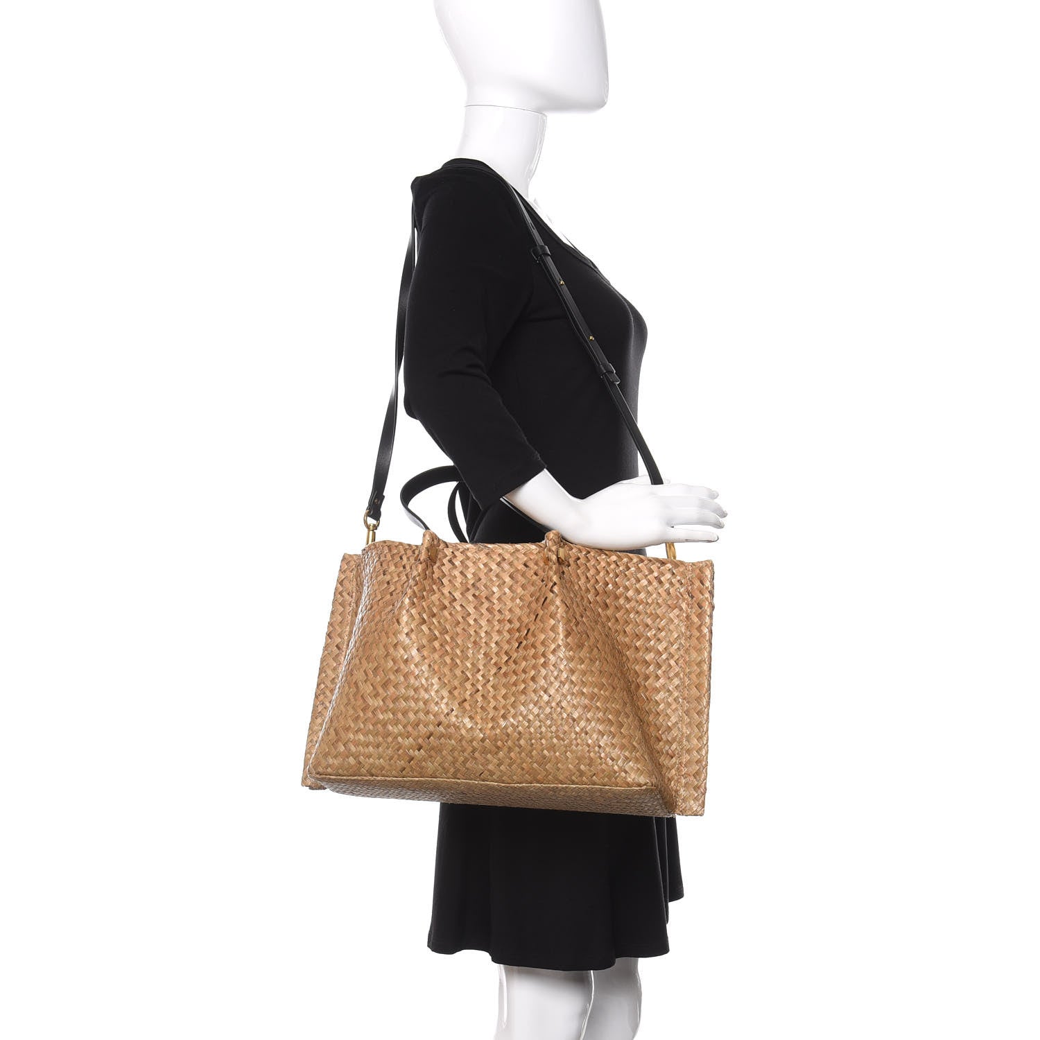 Valentino Garavani Raffia Medium Vlogo Escape Shopper Natural Black Rouge 2 of 12