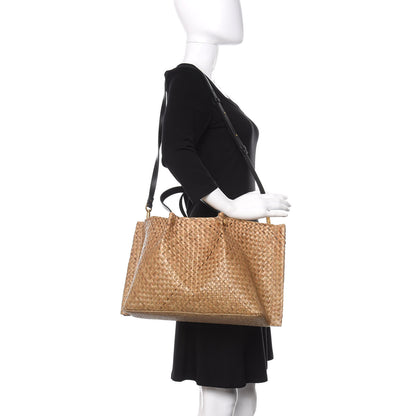 Valentino Garavani Raffia Medium Vlogo Escape Shopper Natural Black Rouge 2 of 12