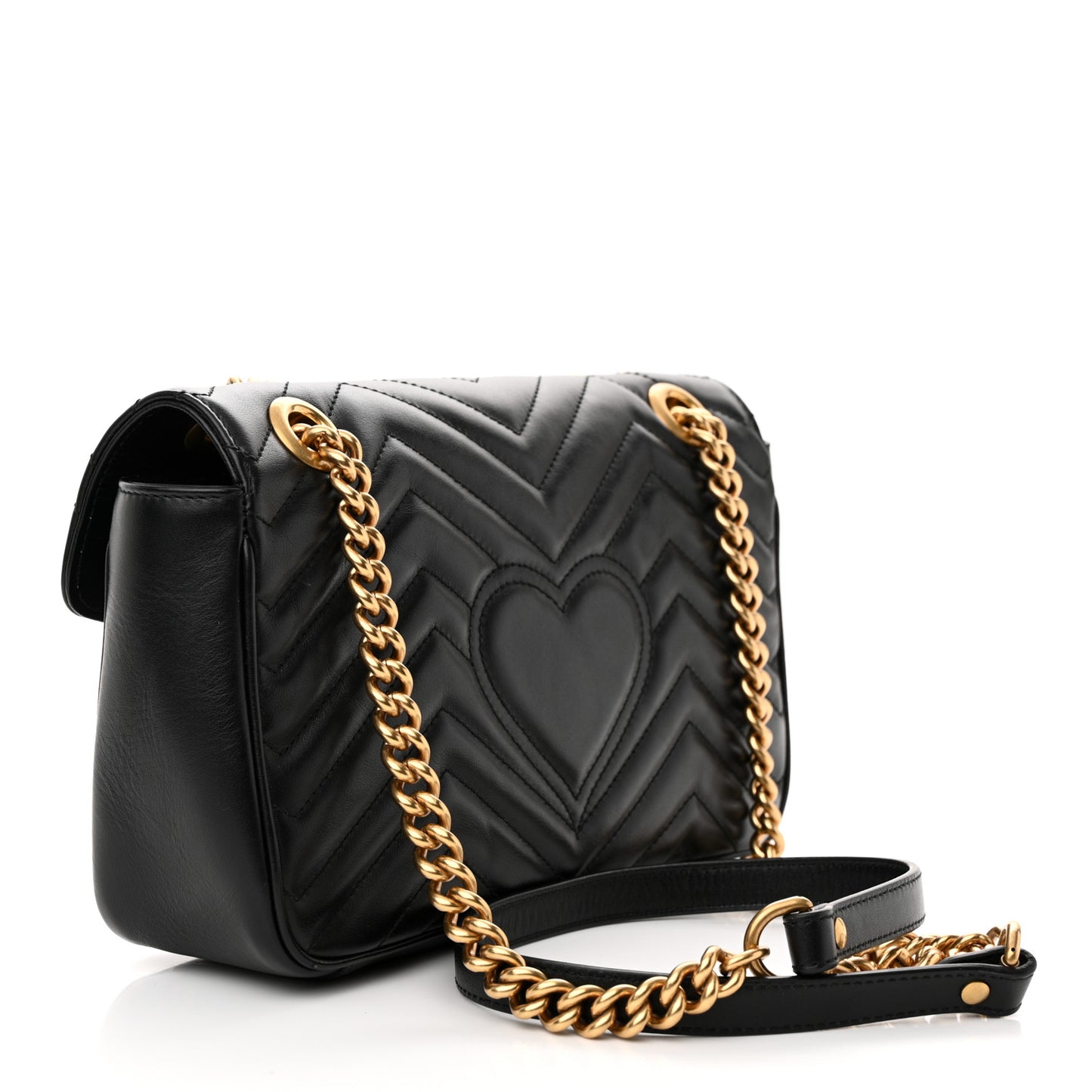 Calfskin Matelasse Small GG Marmont Shoulder Bag Black